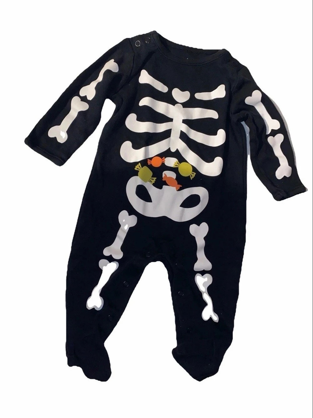 carter's Just One You Halloween Skeleton Sleep N' Play Footie Baby 6M Black &